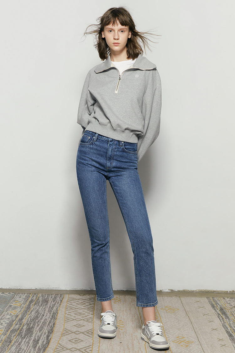Two Shots High Rise Straight Crop Jeans HJ013