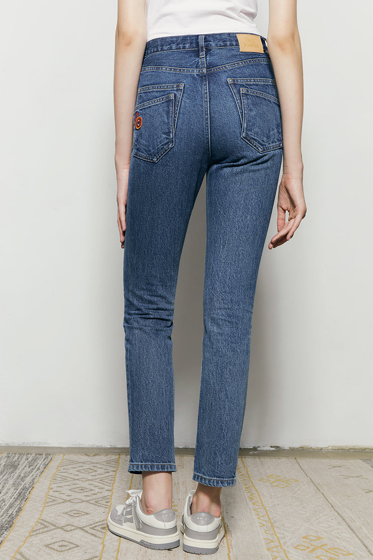 Two Shots High Rise Straight Crop Jeans HJ013