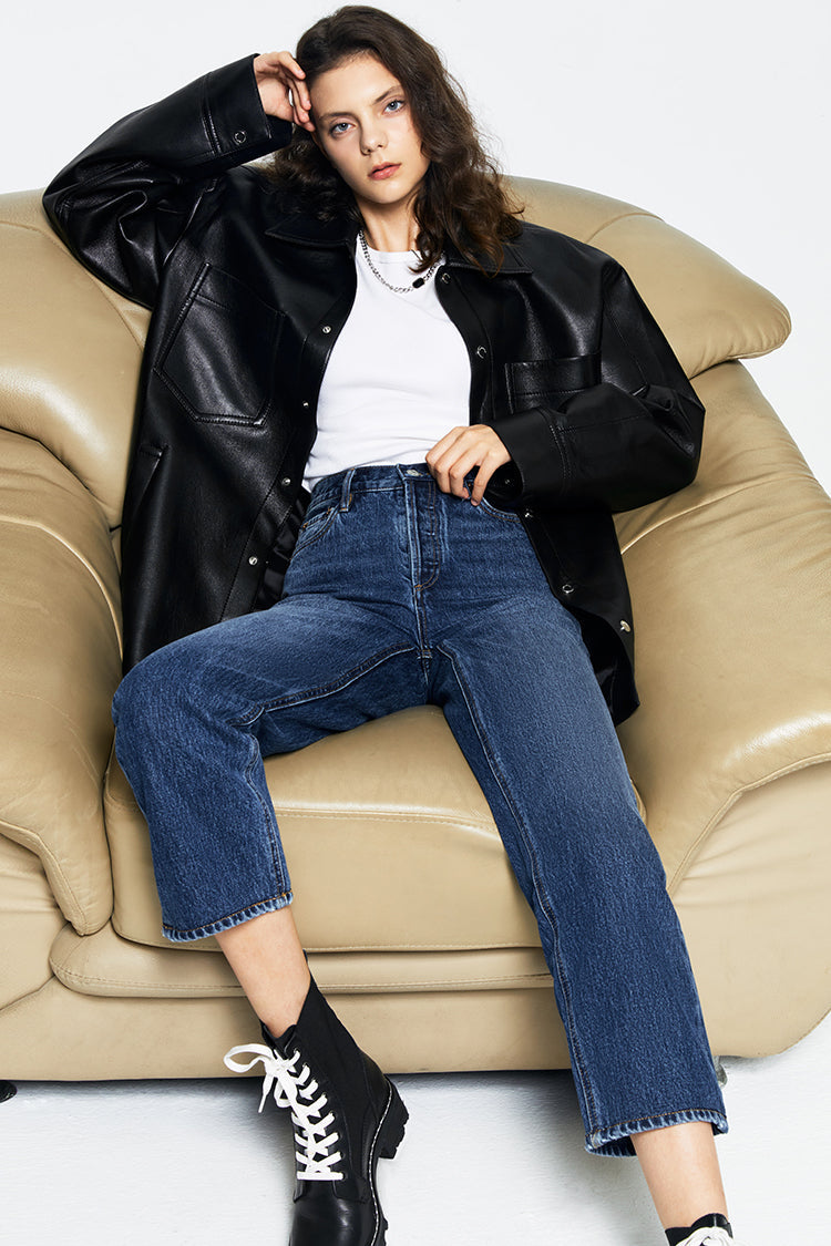 Manhattan High Rise Straight Ankle Jeans HJ160