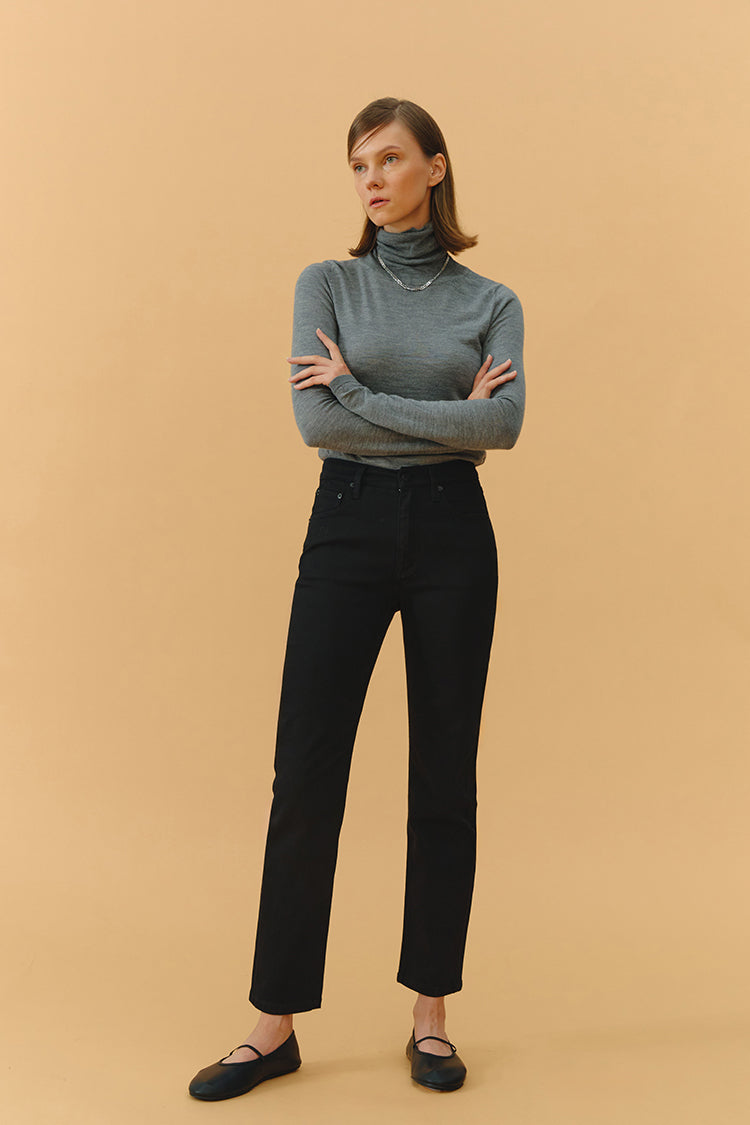 Two Shots High Rise Straight Crop Jeans HJ013