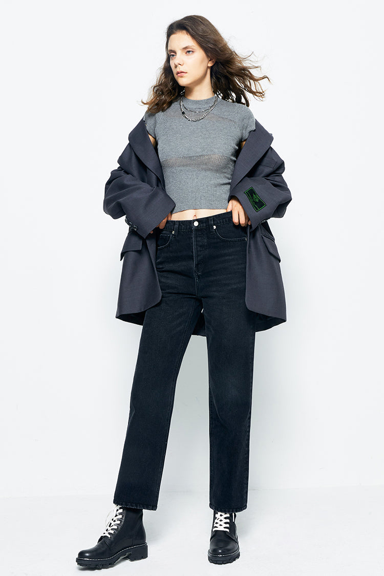 Manhattan High Rise Straight Ankle Jeans HJ160