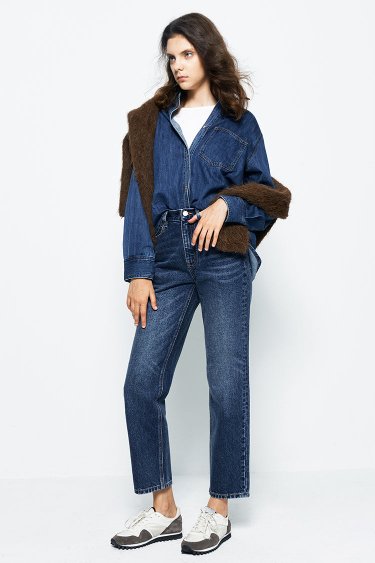 Chelsea High Rise Straight Crop Jeans HJ005