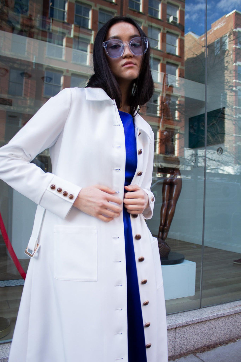 Monique White Coat – Women’s Elegant Long Coat