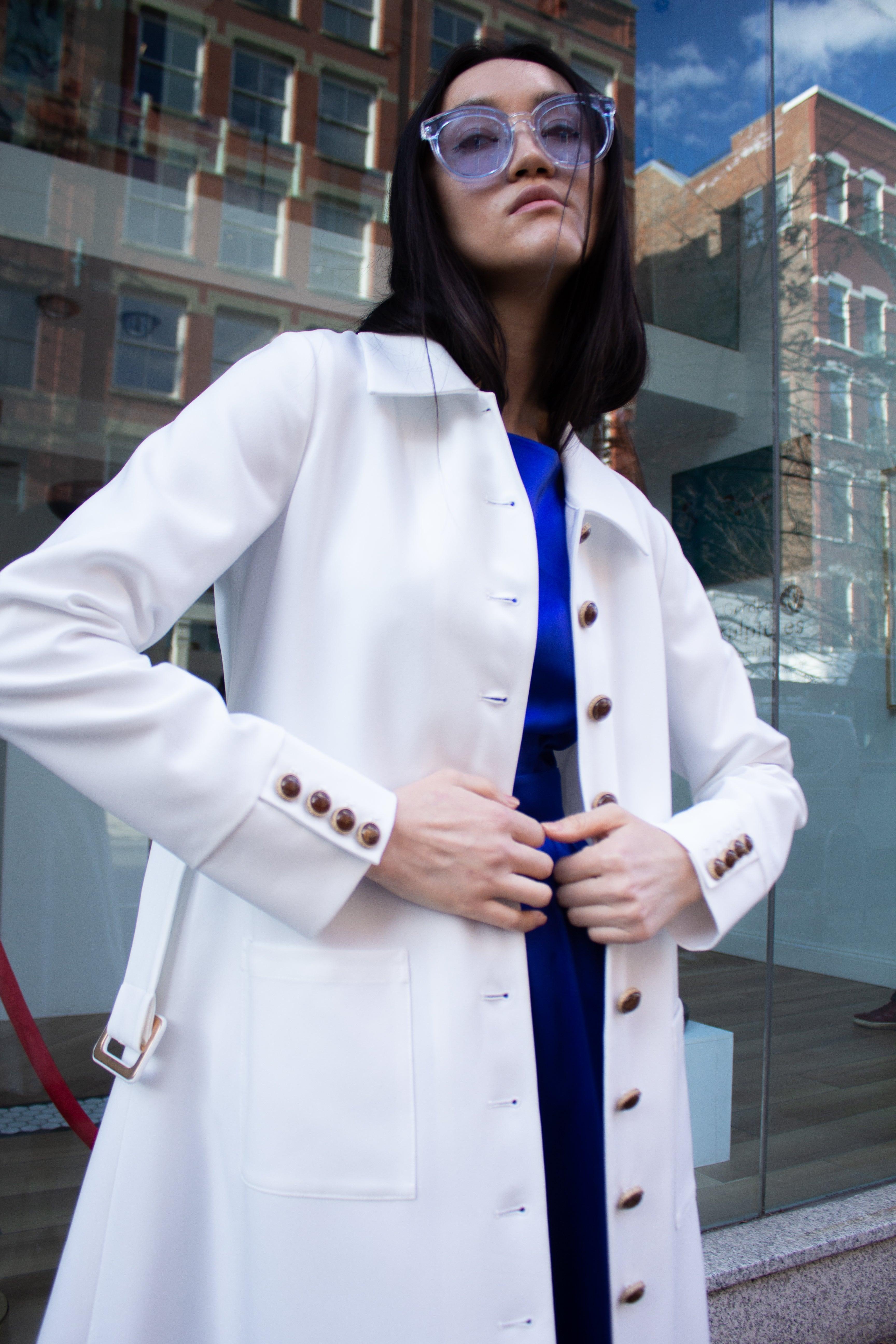 Monique White Coat – Women’s Elegant Long Coat