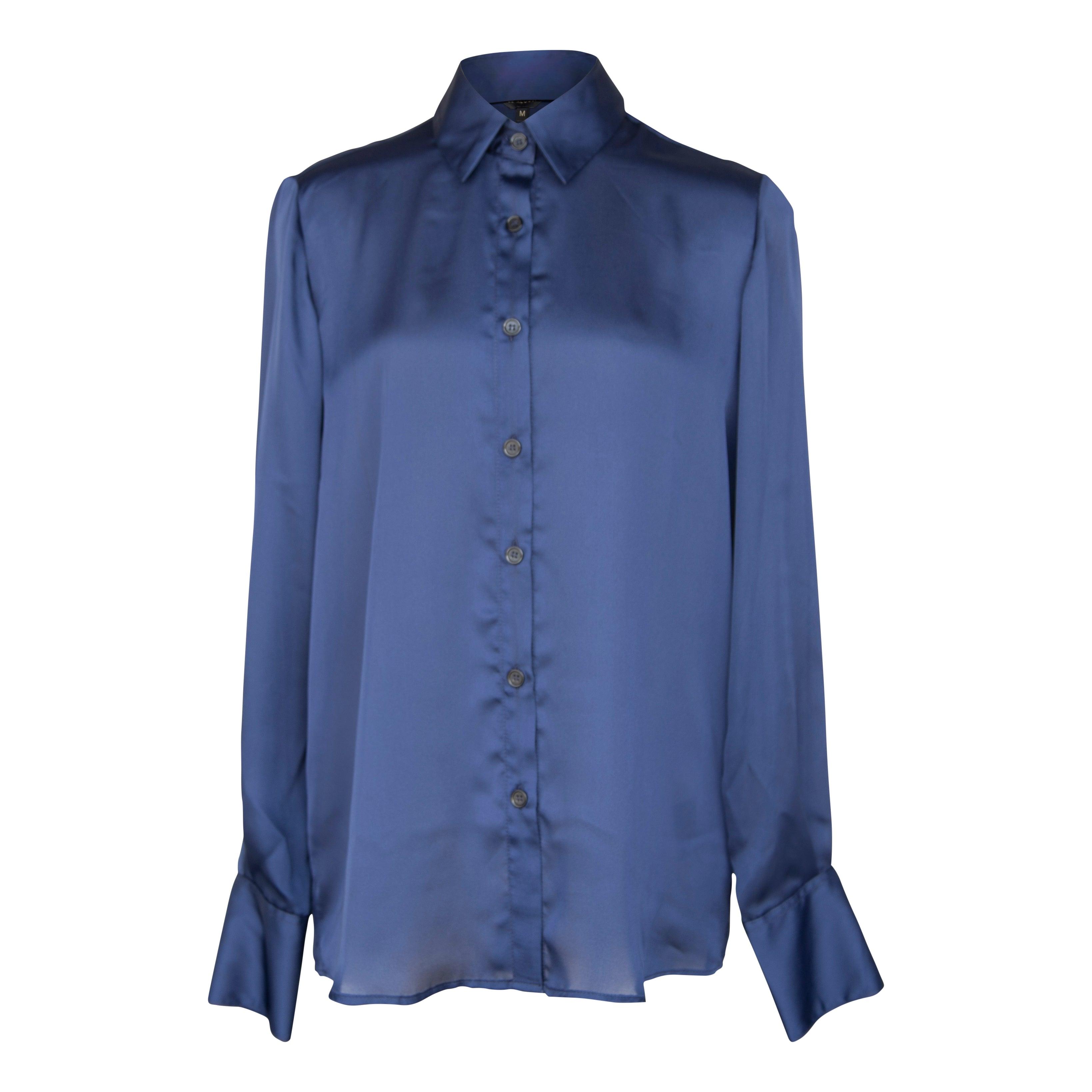 Classy Women Silk Blouse in Royal Blue – Elegant Silk Top