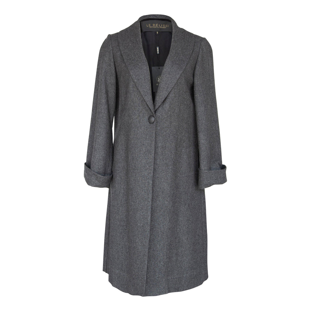 Worsted Flannel Long Trench Coat Gray Women’s Elegant Outerwear