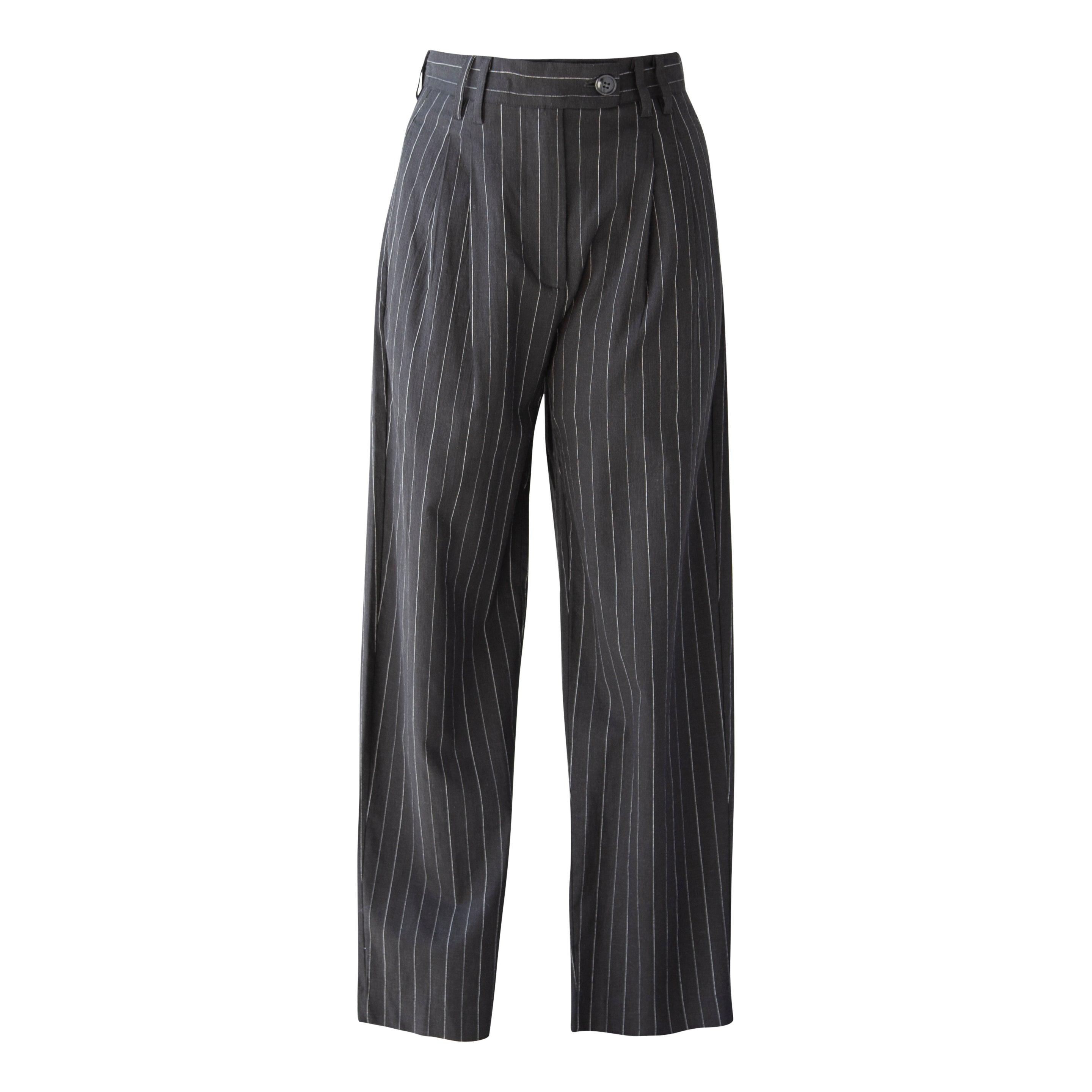 Black Pinstripes Suit Pants – Women’s Tailored Office Trousers