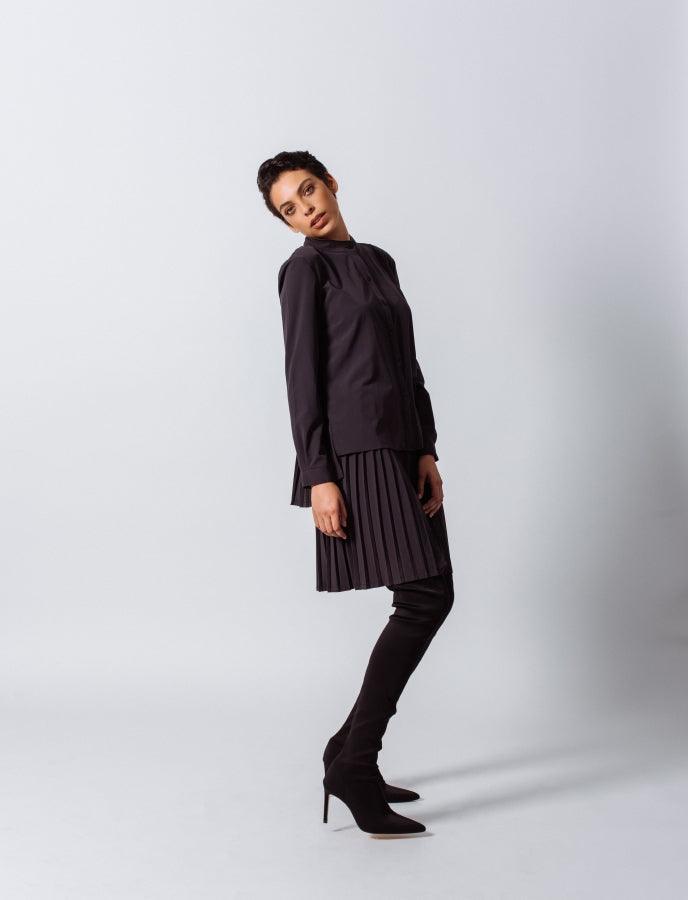 Stylish Pleated Blouse in Black – Women’s Elegant Top