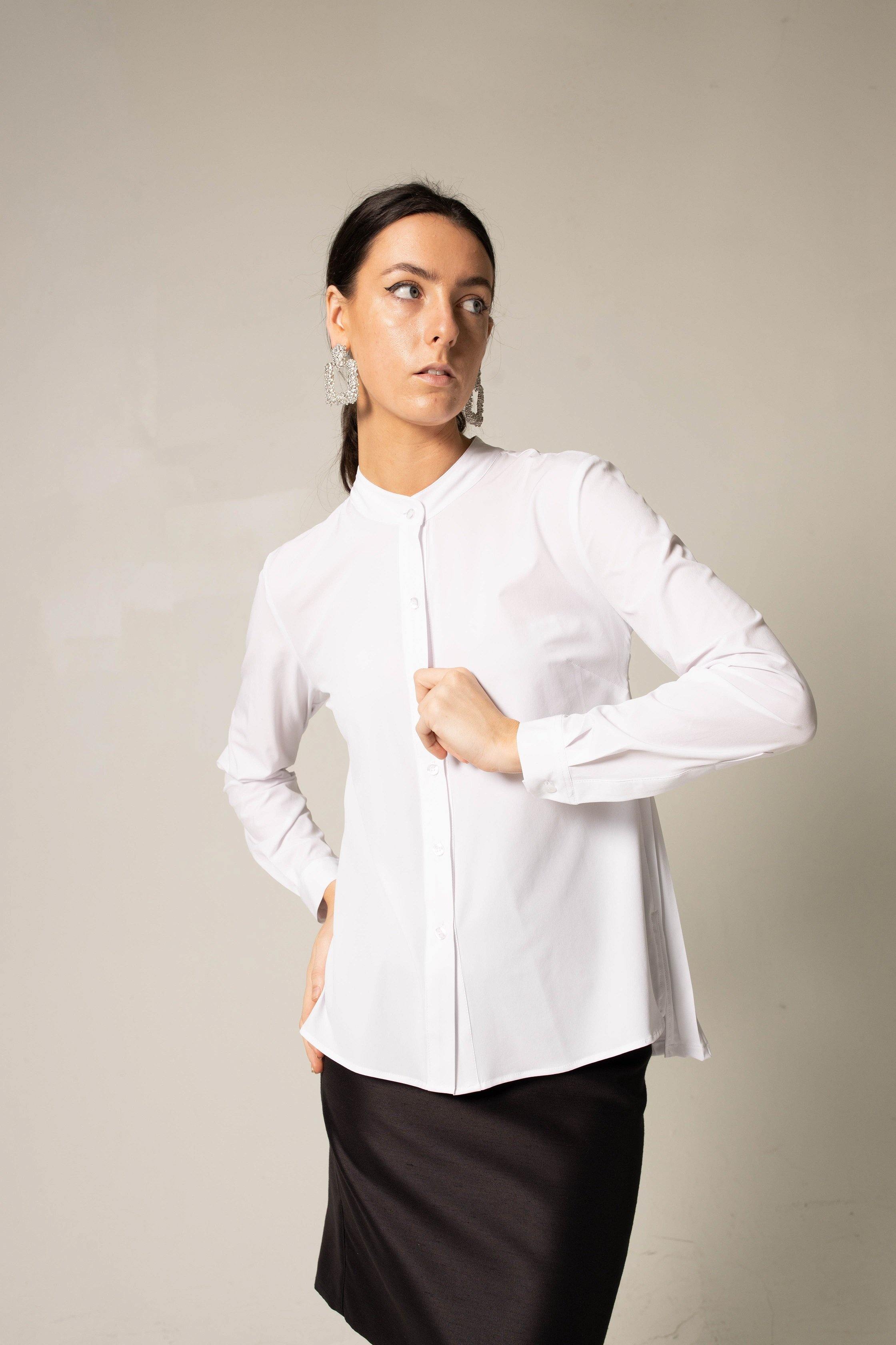 Stylish Pleated Blouse in White – Women’s Elegant Top
