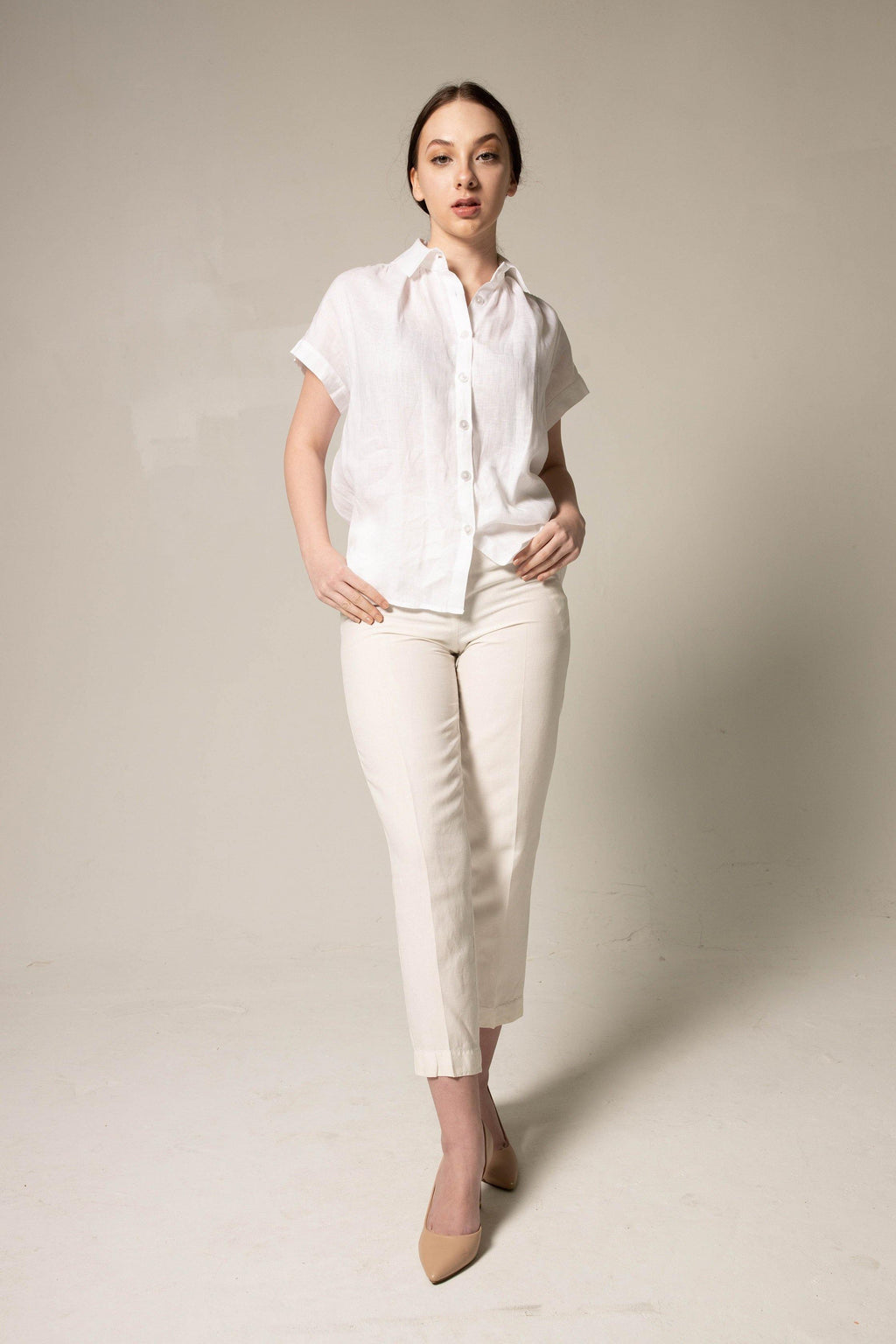 Classic Linen White Blouse – Women’s Elegant Linen Top