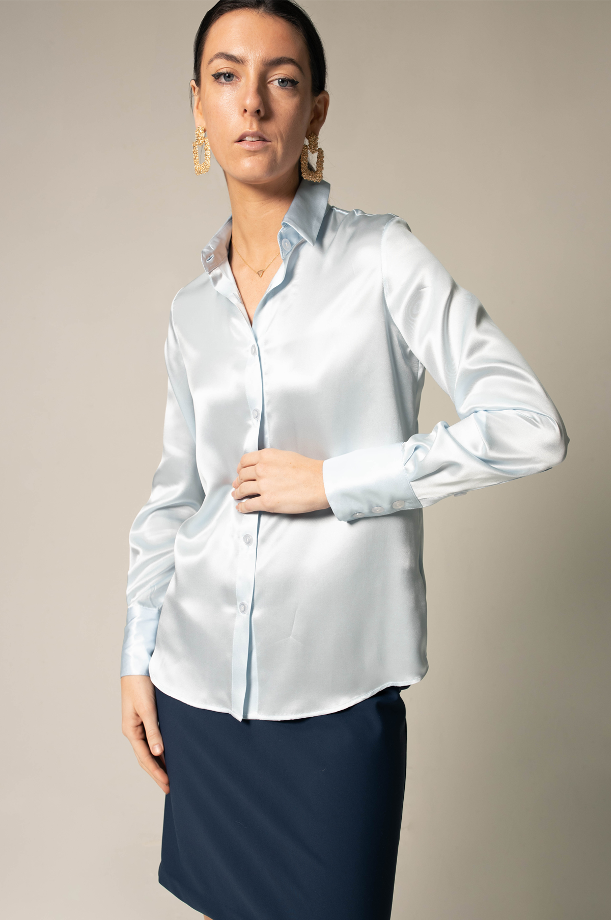 Luxe Silk Blouse in Blue – Luxurious Women’s Silk Top