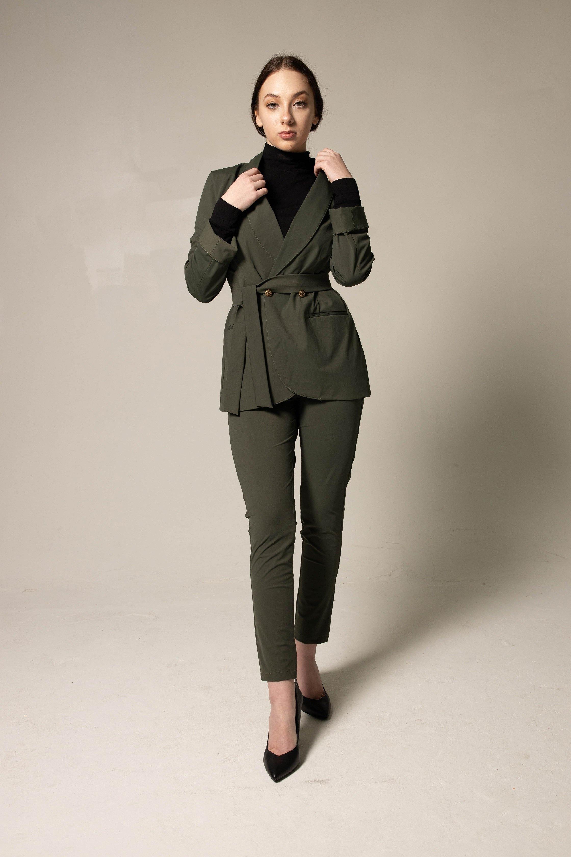 Olive Skinny Pants Womens Trousers