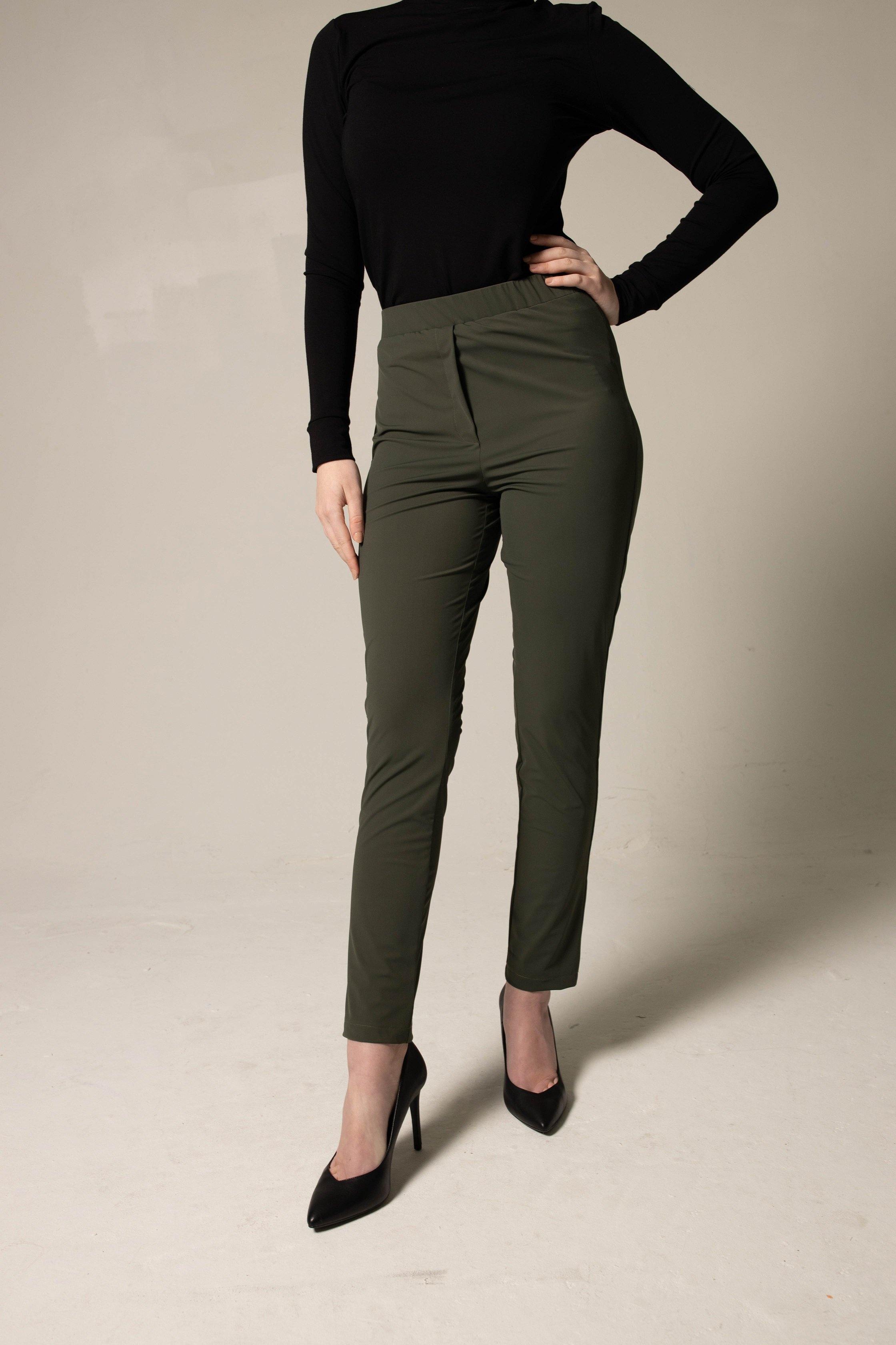 Olive Skinny Pants Womens Trousers