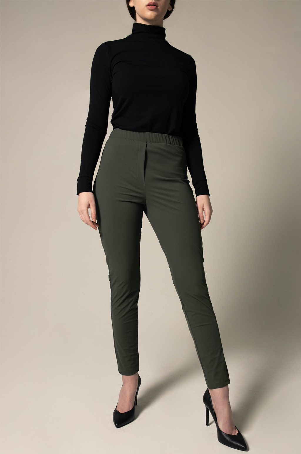 Olive Skinny Pants Womens Trousers