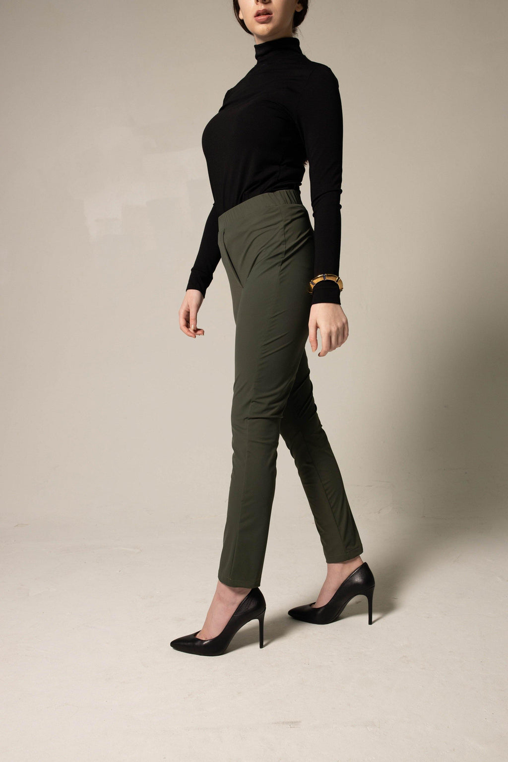 Olive Skinny Pants Womens Trousers