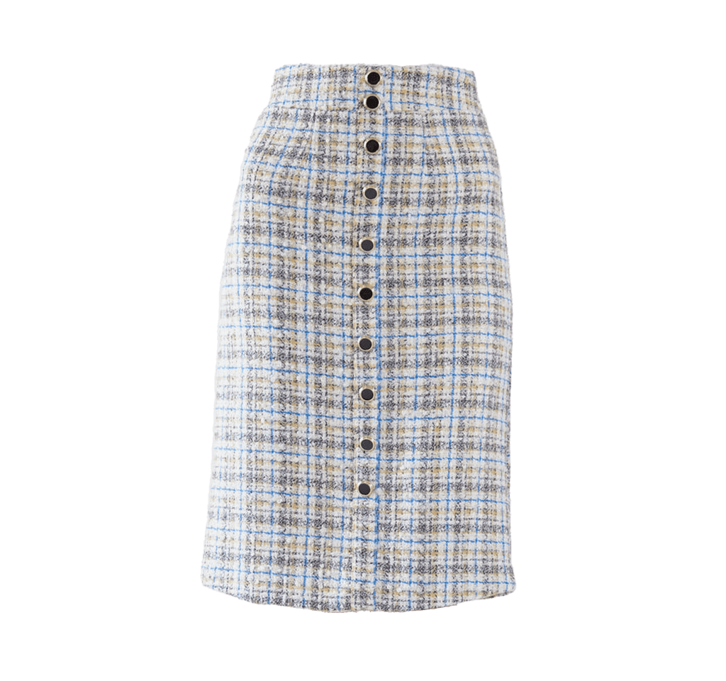 Luxe Plaid Tweed Pencil Skirt – Women’s Chic Tweed Skirt