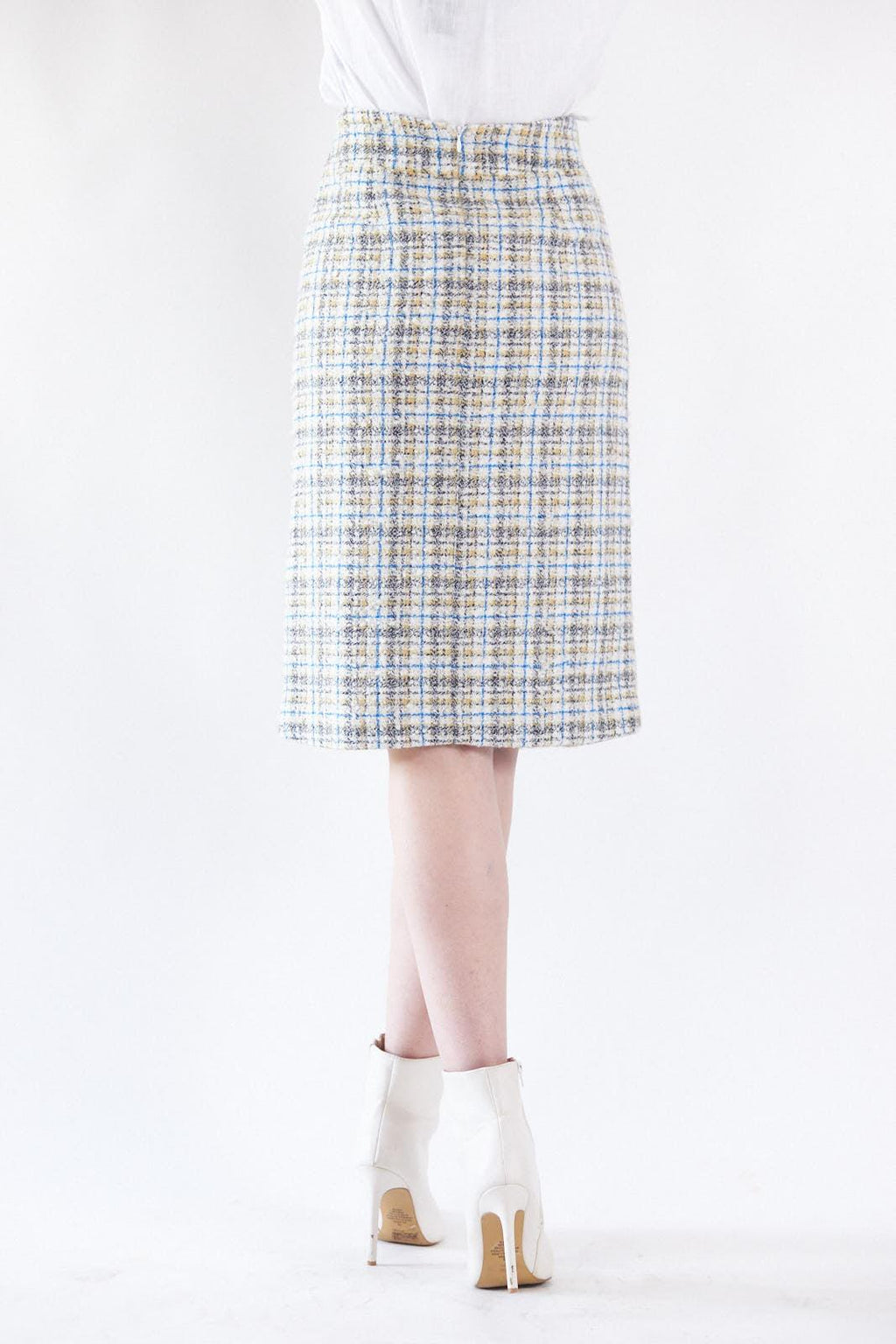 Luxe Plaid Tweed Pencil Skirt – Women’s Chic Tweed Skirt