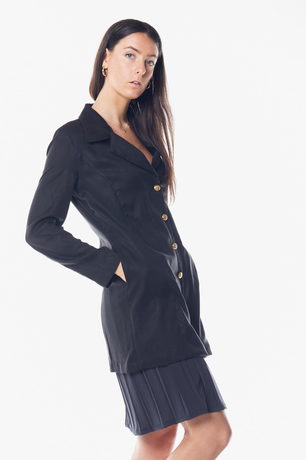 Grace Long Blazer Dress in Black – Women’s Tailored Blazer Dress