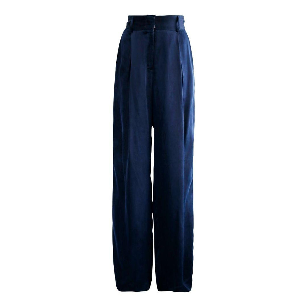 Remi Navy Wide-Leg Pants – Elegant Women's High-Waist Trousers