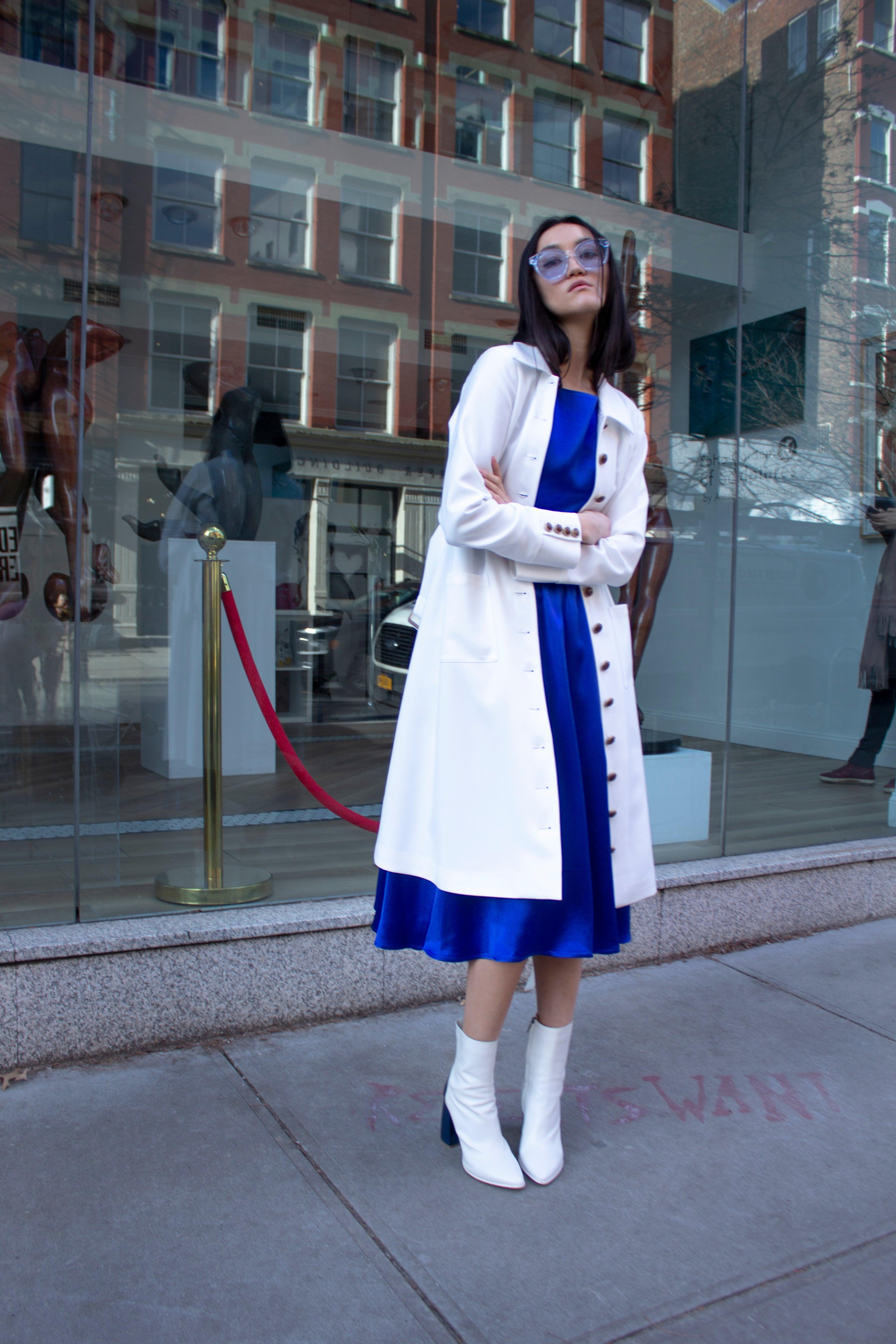 Monique White Coat – Women’s Elegant Long Coat